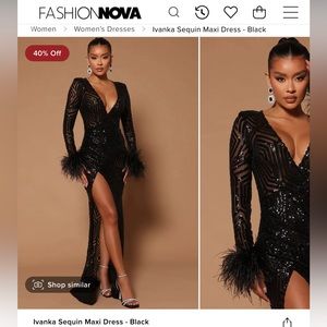 Fashion Nova Black Sequin Maxi Dress